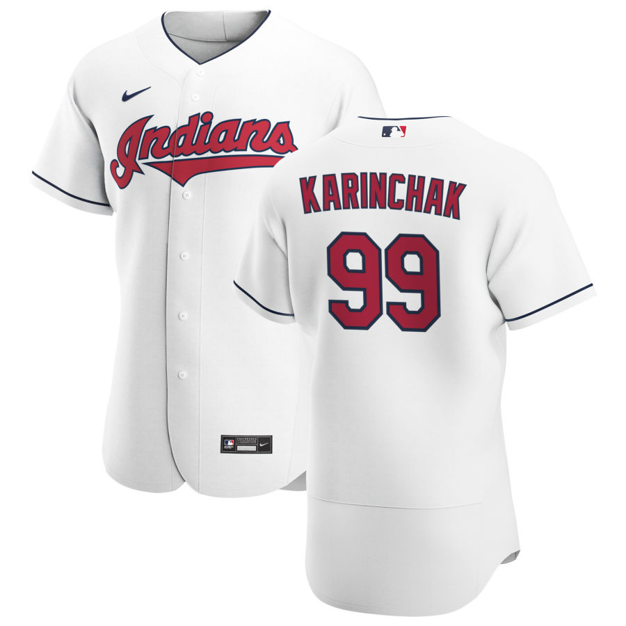Cleveland Indians 99 James Karinchak Men Nike White Home 2020 Authentic Team MLB Jersey
